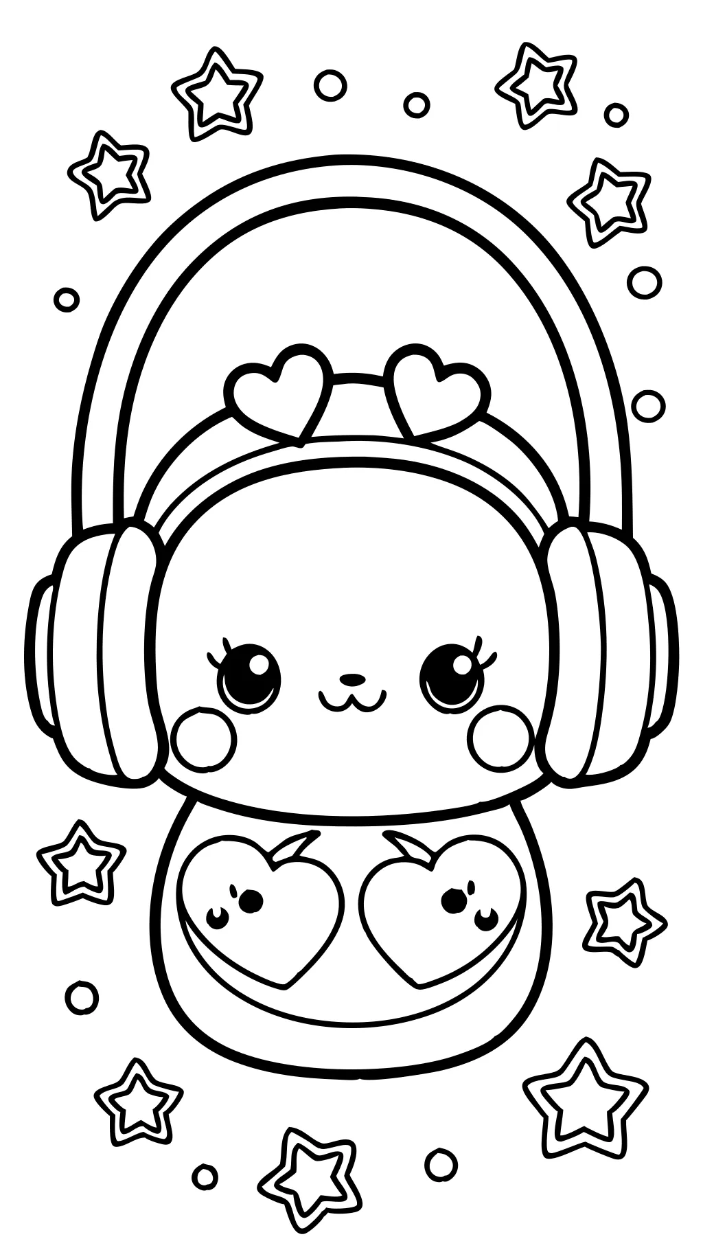 kawaii headphones coloring pages